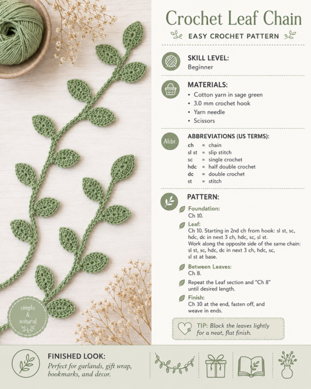 modele de chaine de feuilles au crochet incroyable 2
