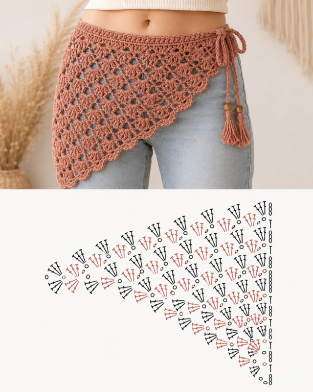 modele de foulard de hanche au crochet tendance et original 7