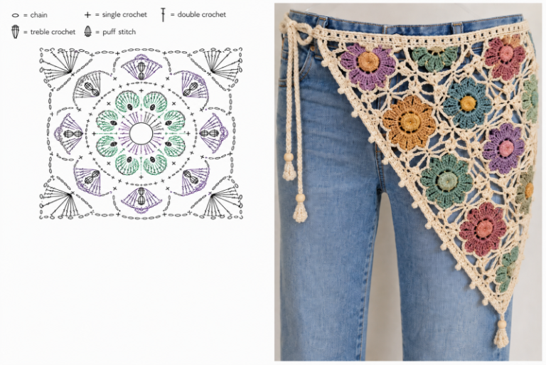 modele de foulard de hanche au crochet tendance et original 8
