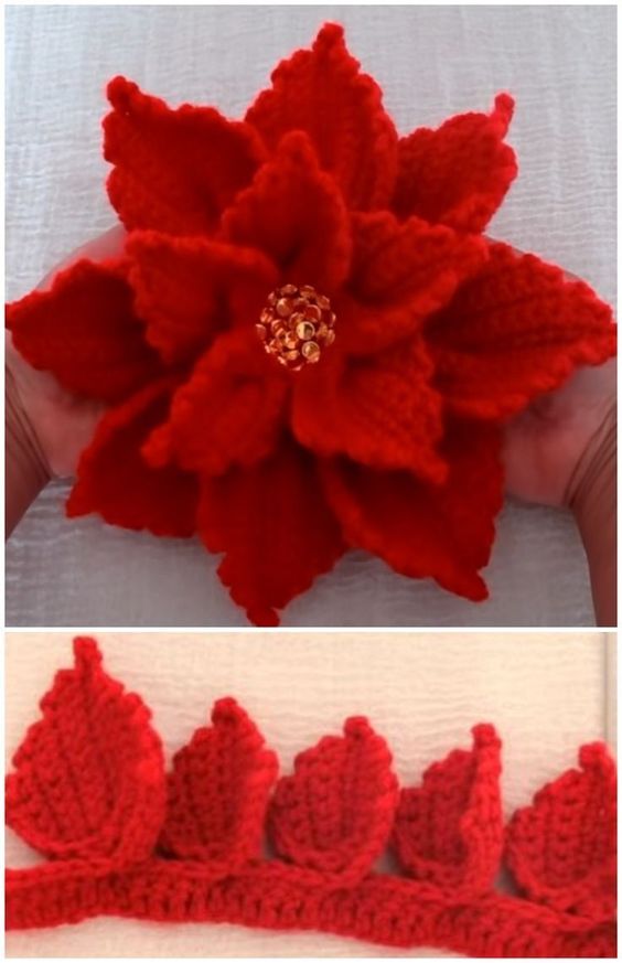 modele de poinsettia au crochet 2