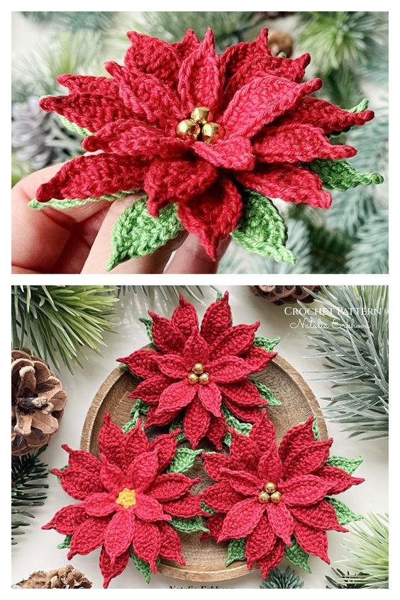 modele de poinsettia au crochet 4