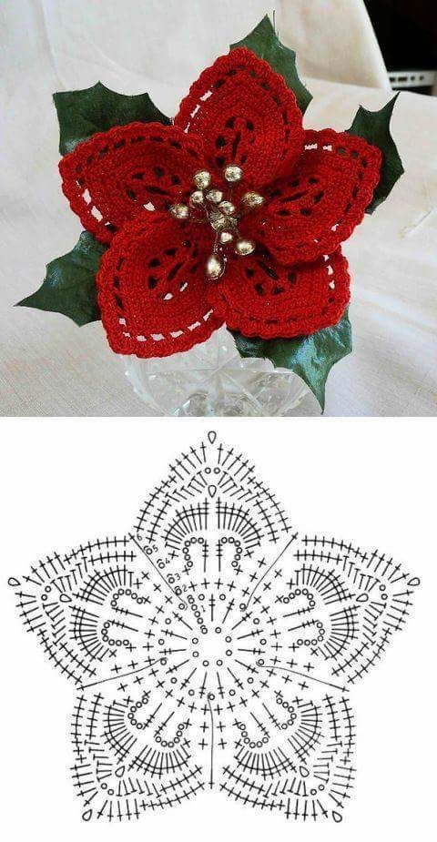 modele de poinsettia au crochet 6