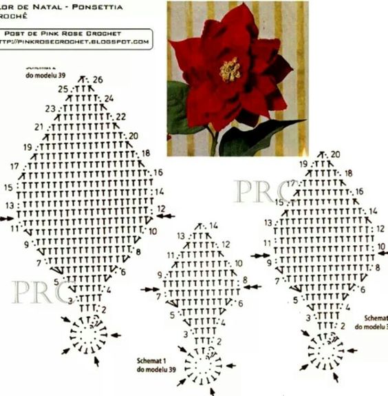 modele de poinsettia au crochet 7