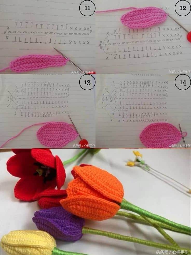 modele de tulipe au crochet 5