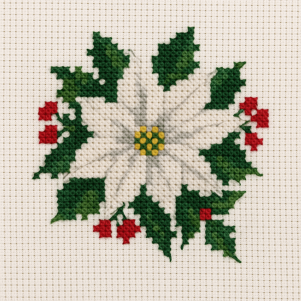 modeles de point de croix de fleurs de noel 1