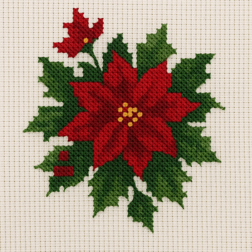 modeles de point de croix de fleurs de noel 2
