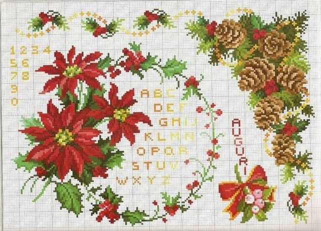 modeles de point de croix de fleurs de noel 3