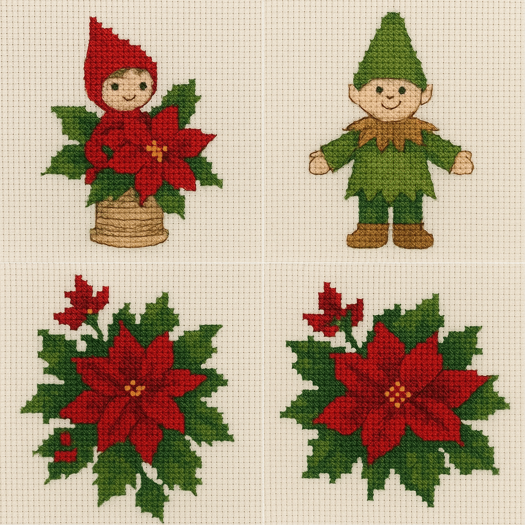 modeles de point de croix de fleurs de noel 3