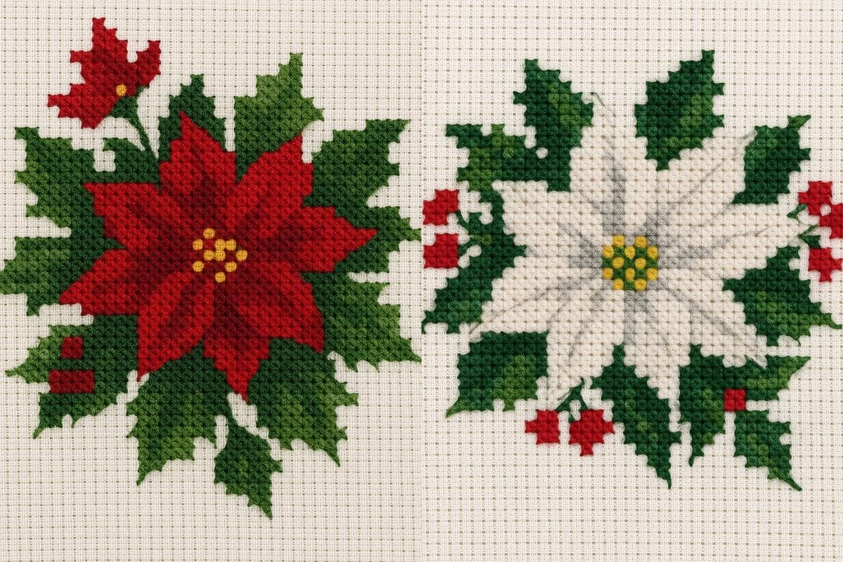 modeles de point de croix de fleurs de noel 5