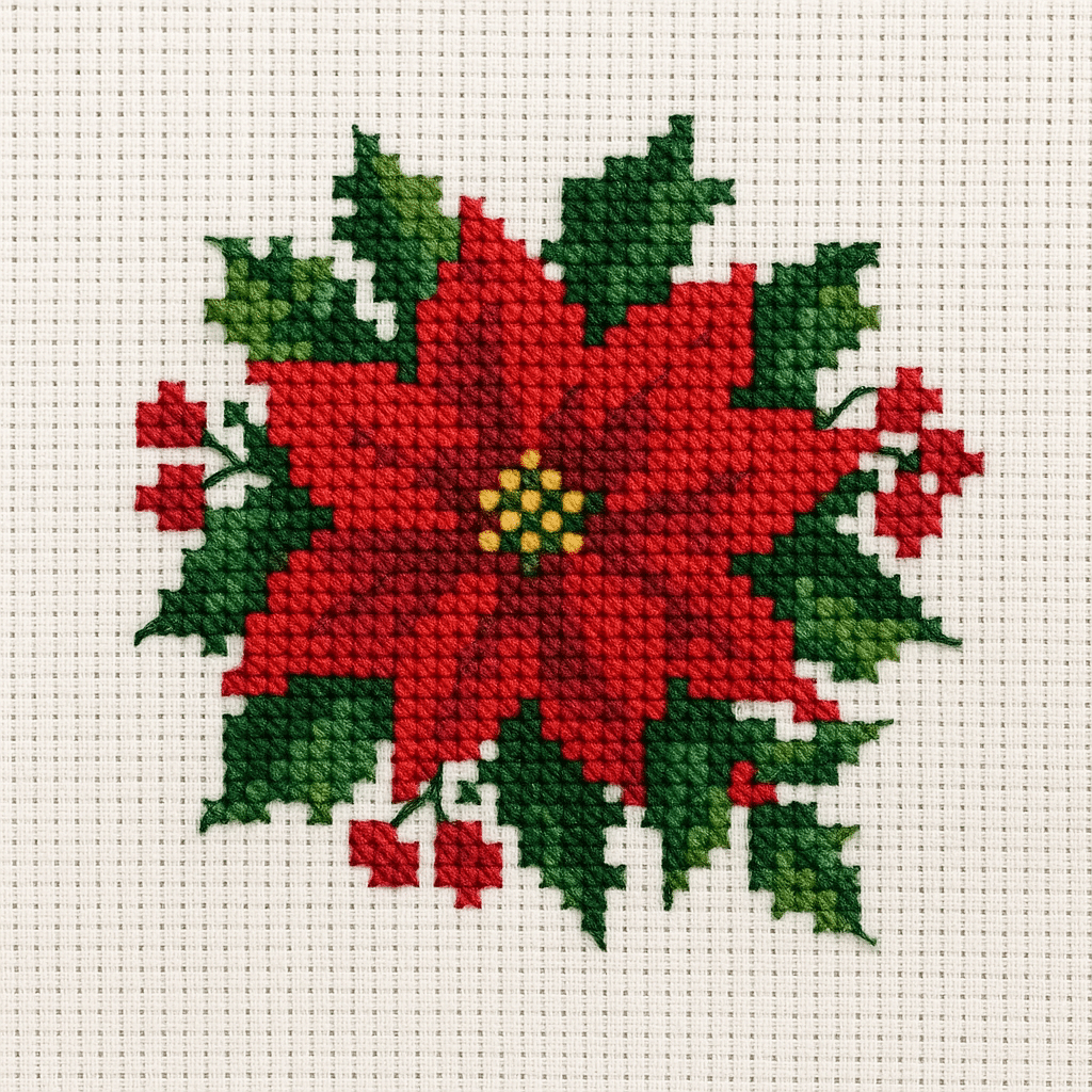 modeles de point de croix de fleurs de noel