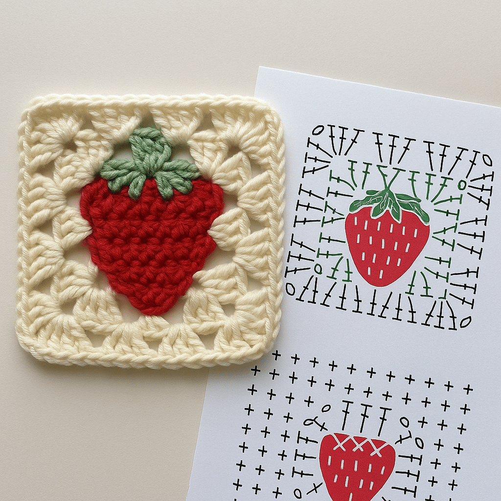 modeles faciles de carres granny aux fraises 1