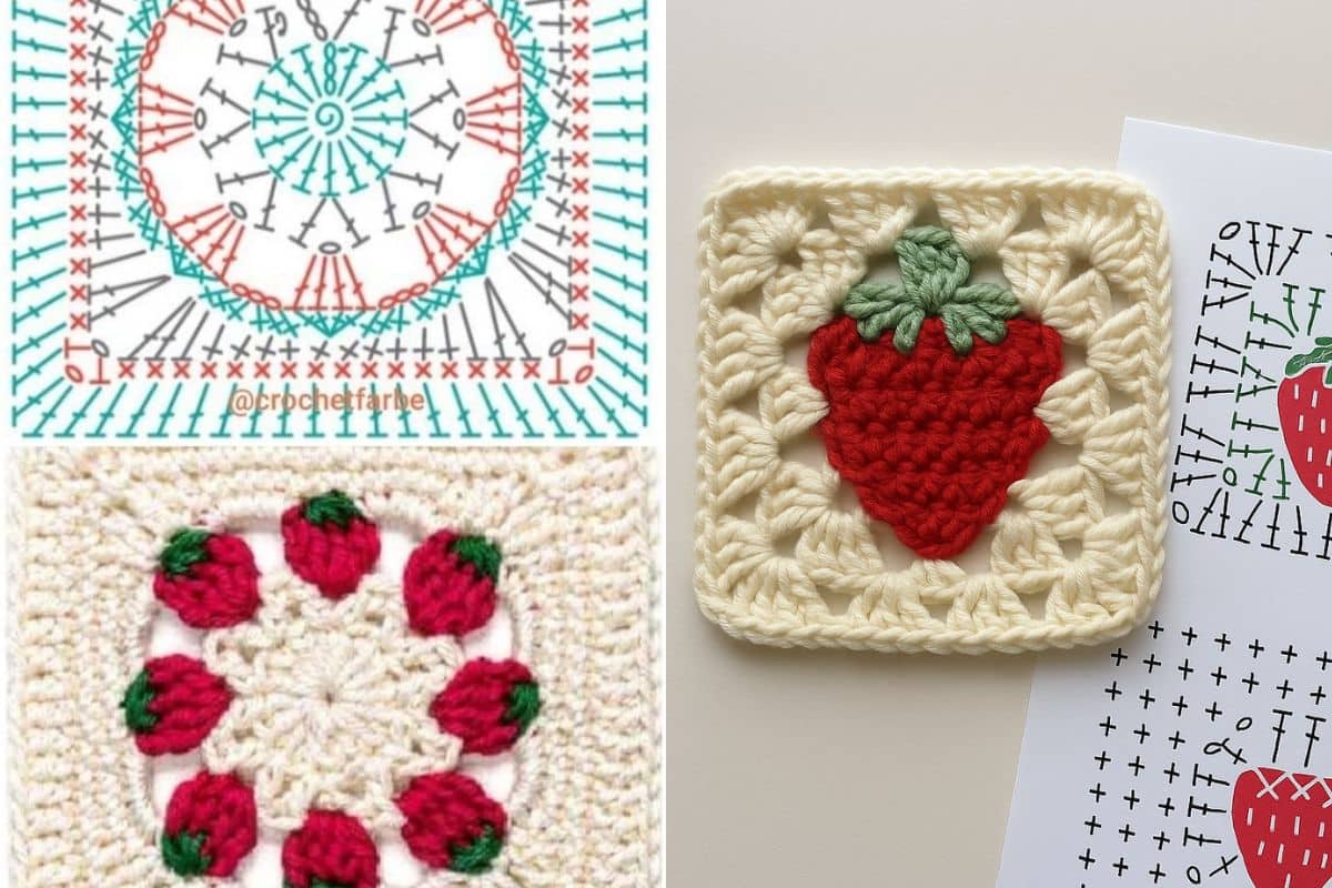 modeles faciles de carres granny aux fraises 3