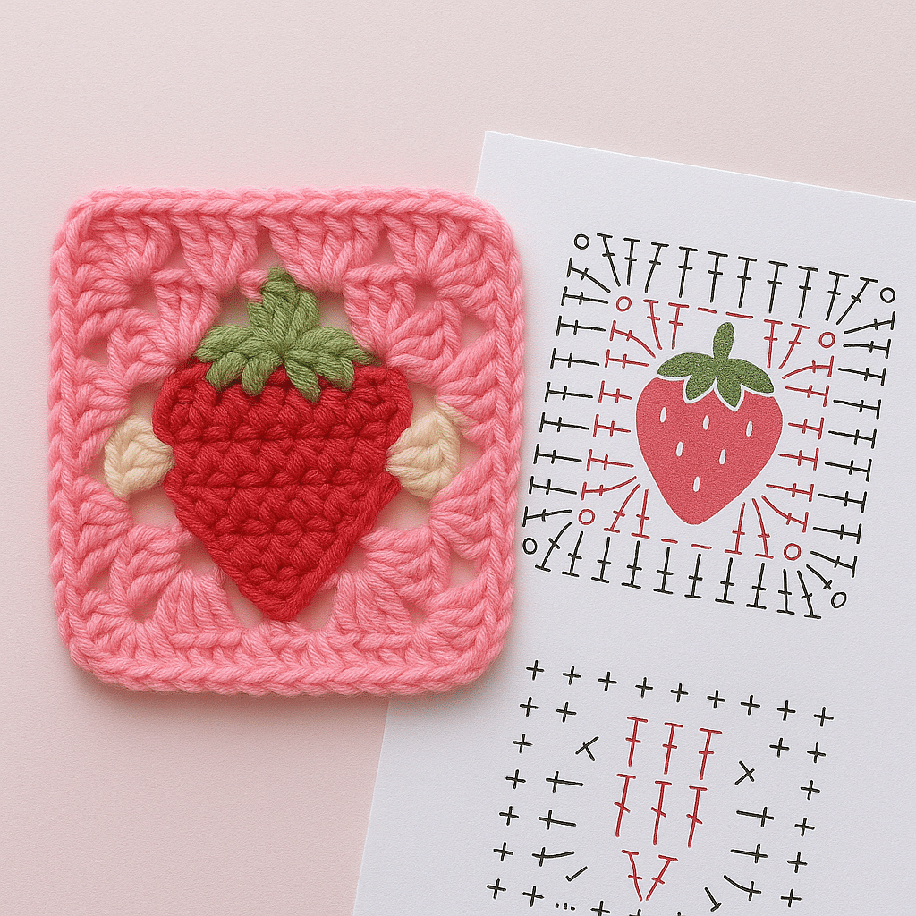 modeles faciles de carres granny aux fraises
