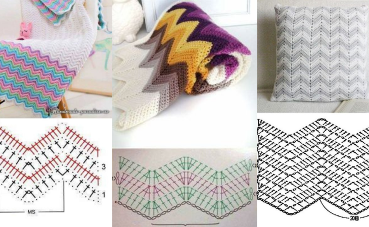 Motif chevron au crochet- Diagramme et idées