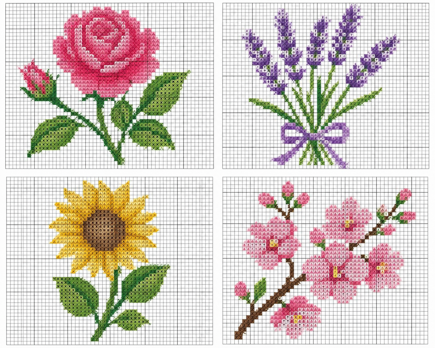 motif de point de croix de fleur 4