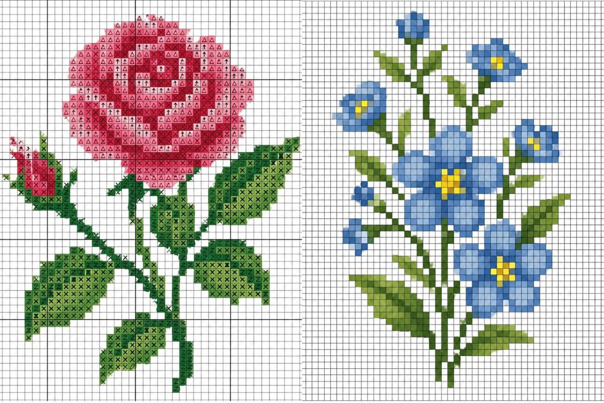 motif de point de croix de fleur
