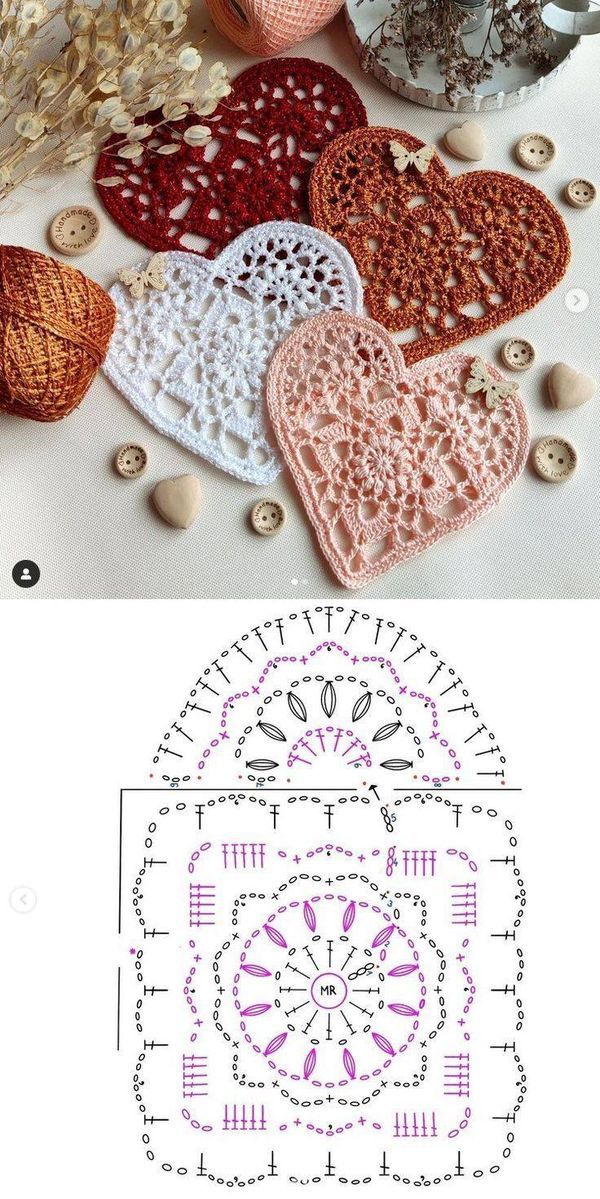 motifs de coeur au crochet pour la saint valentin 8