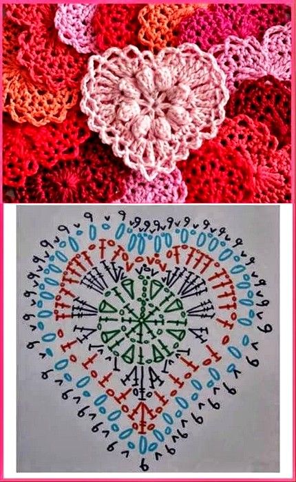 motifs de coeur au crochet pour la saint valentin