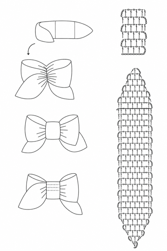 noeud pour cheveux au crochet facon ruban guide pas a pas 3