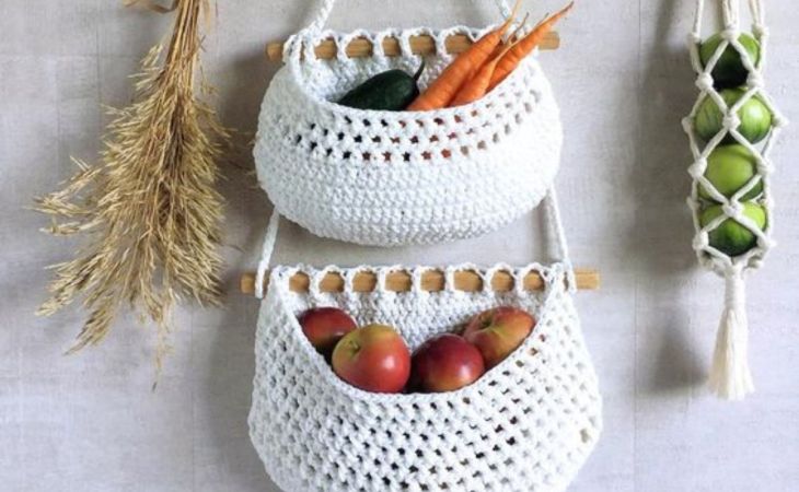 Paniers suspendus au crochet pour fruits