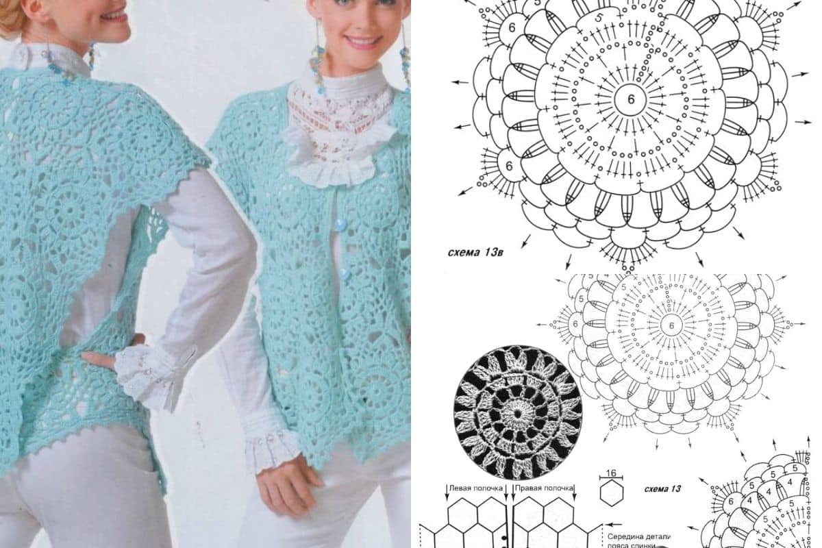 poncho turquoise au crochet 3