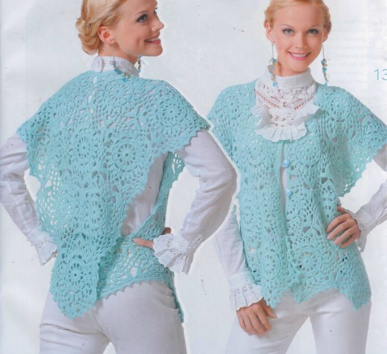 poncho turquoise au crochet