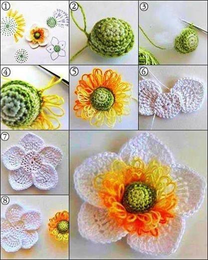 porte cles fleurs au crochet 2