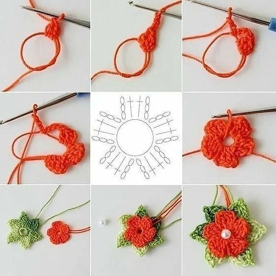 porte cles fleurs au crochet 3