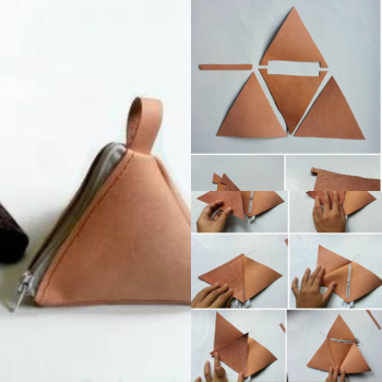Porte-monnaie triangle en cuir