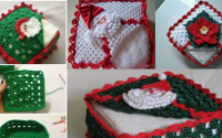 Porte-serviettes au crochet pour Noël