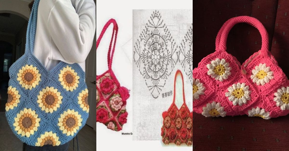 sac en fleurs africaines au crochet 11