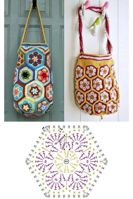 sacs au crochet avec des motifs floraux 1