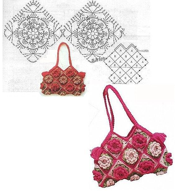 sacs au crochet avec des motifs floraux 7