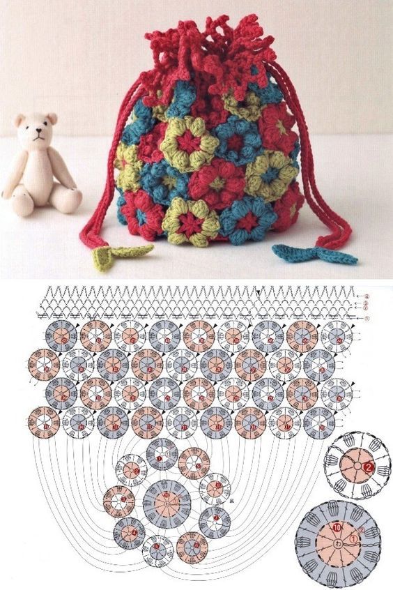 sacs au crochet avec des motifs floraux