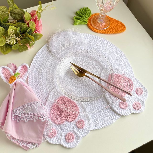 sous plat de lapin au crochet 3