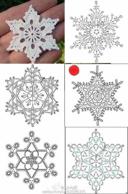 suspension murale en forme de flocons de neige au crochet 2