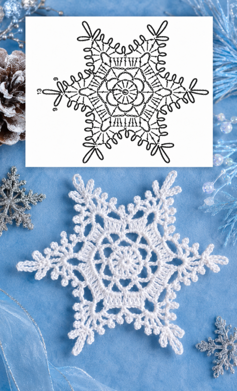 suspension murale en forme de flocons de neige au crochet 7