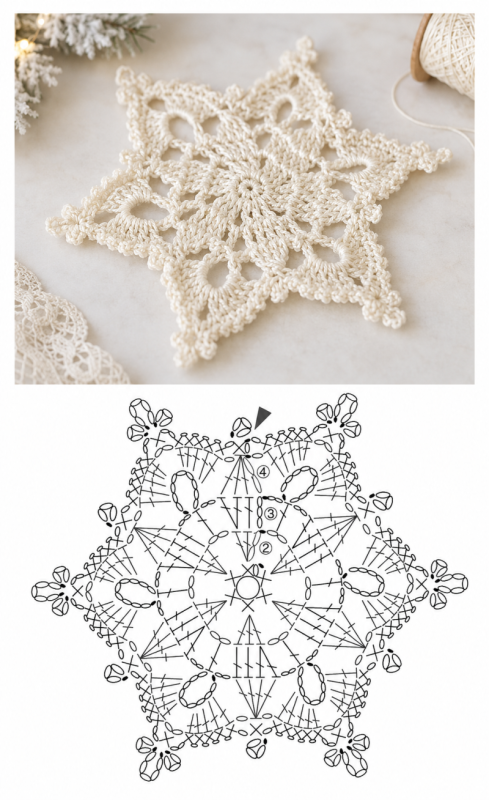suspension murale en forme de flocons de neige au crochet 8