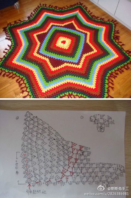 tapis forme etoile crochet