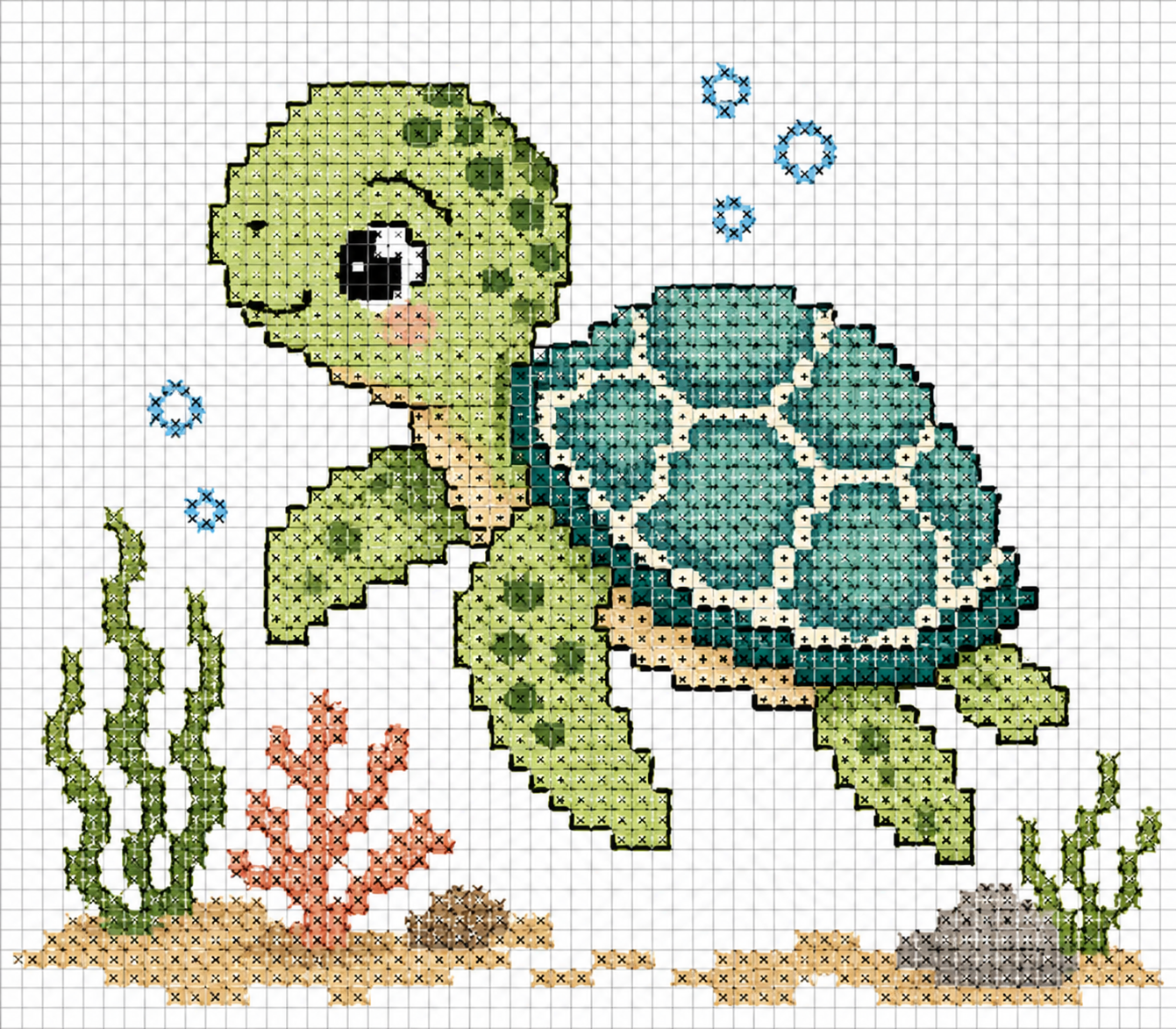 tortue brodee au point de