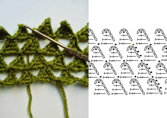 tricoter le point triangle en crochet 2