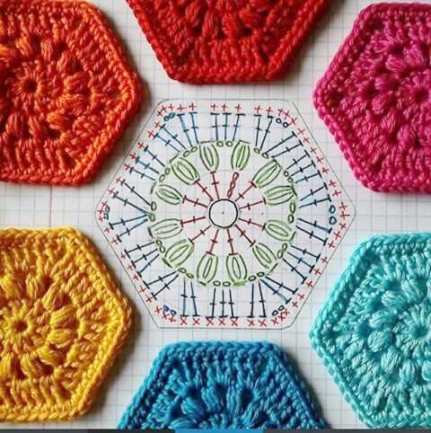 tuto hexagone crochet 4