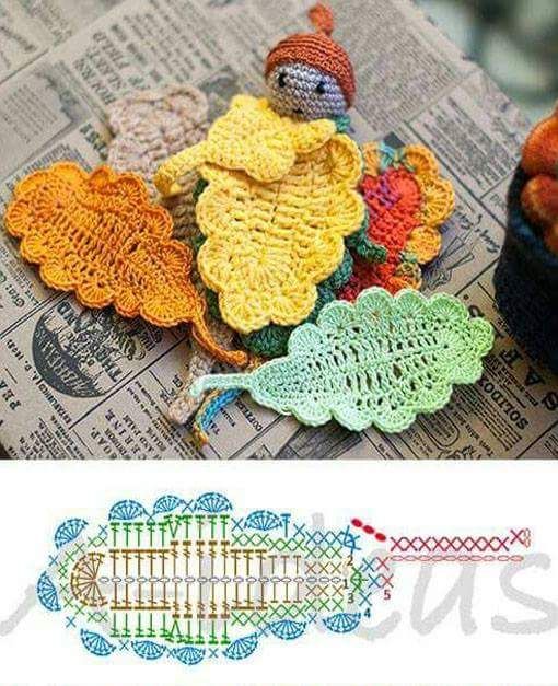 tutoriel crocheter des feuilles automne en laine 2