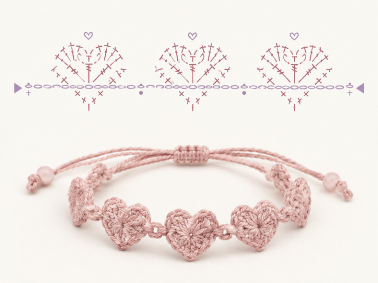 tutoriel facile pour realiser un bracelet coeur au crochet 1