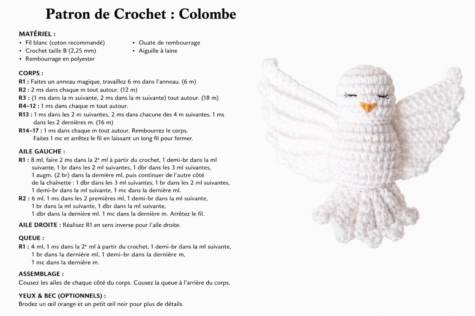 tutoriel pour crocheter une colombe 4