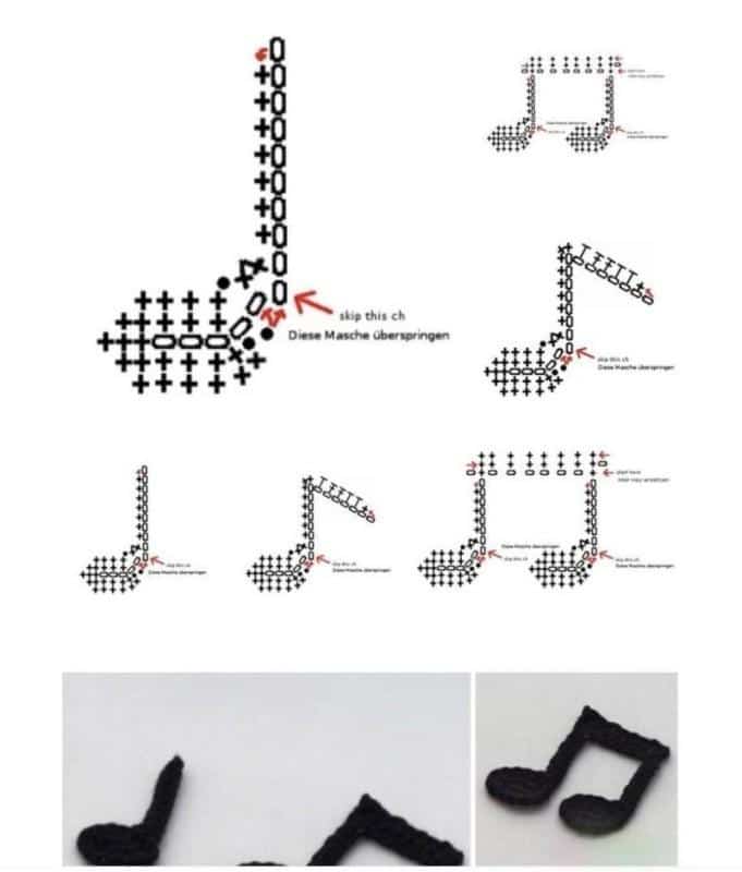 tutoriel pour crocheter une note de musique 1